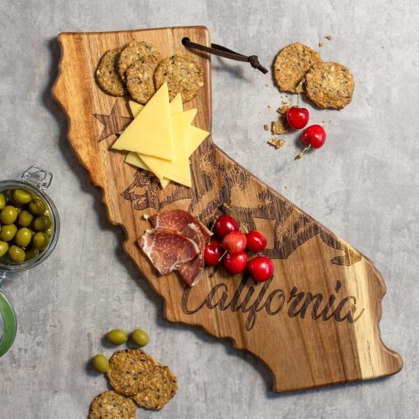 Totally Bamboo Rock & Branch Origins Series California State Shaped Cutting Board and Charcuterie Serving Tray, Includes Hang Tie for Wall Display - Image 2