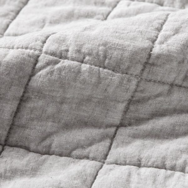 Hyde Lane Luxury Linen Quilt Set King Size, Organic European Flax Cotton Blend Bedding for Bedspread and Coverlet, Box Stitched, with 2 Pillow Shams, 106"x96", Light Grey - Image 4