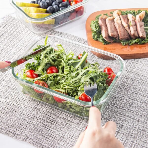 10 Pack Glass Food Storage Containers, Glass Meal Prep Containers with Lids Leak Proof, Clear Glass Bento Boxes for Adults, Microwave & Freezer Safe (34oz & 12oz) - Image 7
