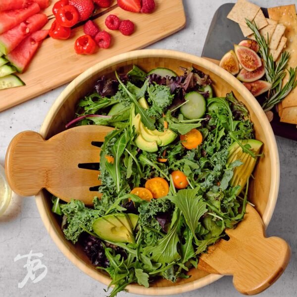 Totally Bamboo Salad Hands, Set of 2 Bamboo Wood Salad Servers, Great for Tossing and Serving Salad, Pasta and More - Image 2