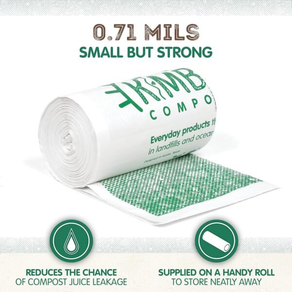 KC’s Compostable 3-Gallon Small Biodegradable Trash Bags, 25 Count | Extra Durable Disposable Compost Bags with Drawstring Closure for Odor-Control & Easy Tie | For Home & Toilet Waste - Image 2