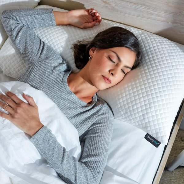 DreamyBlue Premium Pillow for Sleeping - Shredded Memory Foam Fill [Adjustable Loft] Washable Cover from Bamboo Derived Rayon - for Side, Back, Stomach Sleepers - CertiPUR-US Certified (Queen) - Image 6