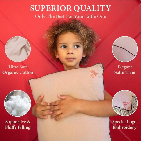Pharmedoc Little Garoo Toddler Pillow with Pillowcase – 14x19 Pillow – Mocha Organic Cotton Toddler Pillows for Sleeping, Kids Pillow, Travel Pillows for Sleeping, Mini Pillow, Toddler Bed Pillows - Image 3