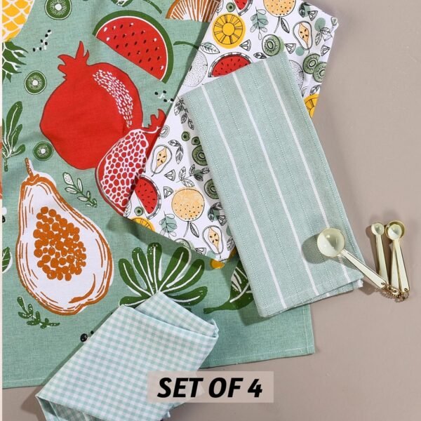 Folkulture Kitchen Towels with Hanging Loop, Set of 4, 100% Recycled Cotton Spring Dish Towels for Drying Dishes, 28"x20" Tea Towels or Decorative Kitchen Hand Towels for Farmhouse Décor (Fruity) - Image 2