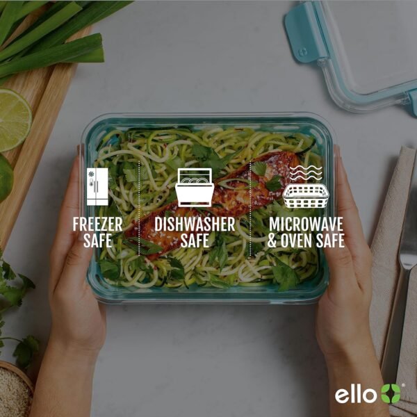 Ello Duraglass Mixed Meal Prep Sets Leak-Proof Glass Food Storage Containers with Silicone Sleeves and Airtight BPA-Free Lids, Dishwasher, Microwave, and Freezer Safe - Image 4