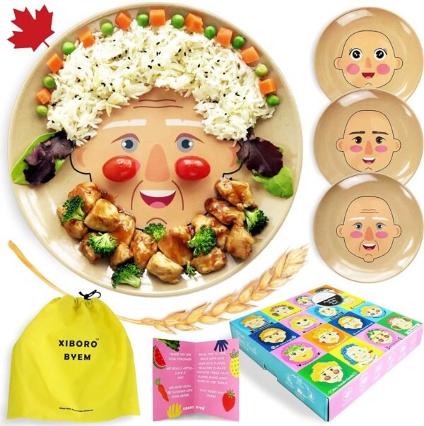 XIBORO BYEM Fun Face Plate For Kids (Plates x 6 (2 Boxes - 3 plates per box))