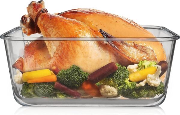 6500 ML / 220 oz / 28 Cup LARGE Glass Food Storage Container with Airtight Locking Lid. Ideal Storing food, Vegetables, Fruits. Baking Casserole, Lasagna, Roasting Turkey, Chicken BPA Free Oven Safe - Image 7
