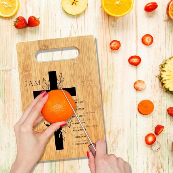 Inspirational Bible Verse Cutting Board, Christian Gifts for Women Faith Men Bamboo Cutting Board, I Am Beautiful Chosen Religious Decorative Cutting Board Kitchen Decor, Christian Gifts - Image 6