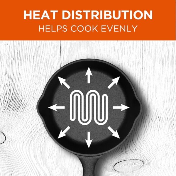 Commercial CHEF 6.5 Inch Cast Iron Skillet, Black - Image 4