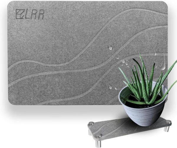 LRR Eco-Friendly Diatomaceous Earth Stone Bath Mat - Versatile for Bathroom & Kitchen, Absorbent Shower Mat, Durable Bath Mats for Bathroom Elegance, 1 Stone Bath Mat - 1 Soap Dispenser Coaster