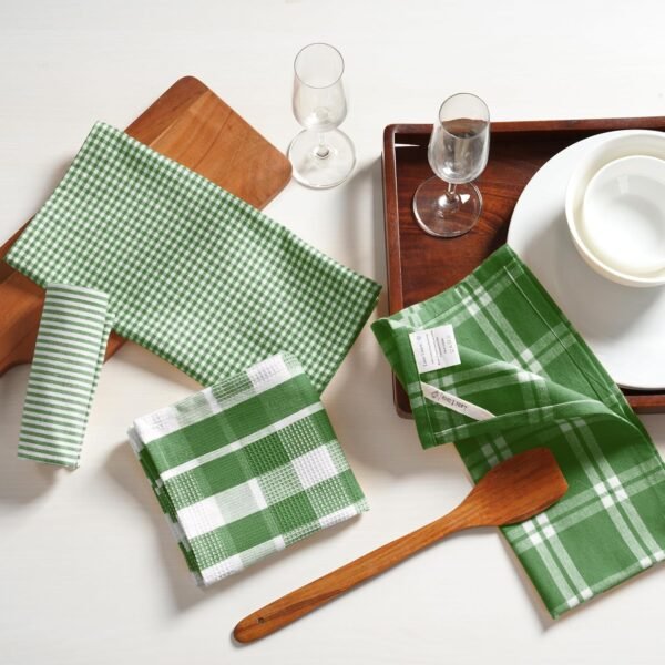 LANE LINEN 100% Cotton Kitchen Dish Cloths, Ultra Soft Absorbent Quick Drying Dish Towels, Multiweave Wash Cloths Dish Towel Sets, 13x28 Inches, 4 Pack - Olive - Image 3