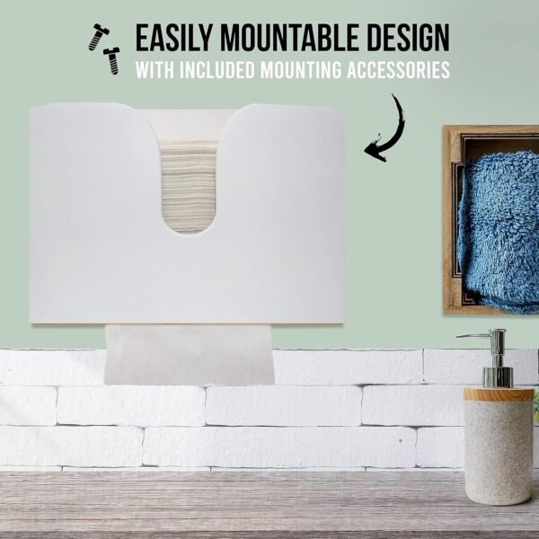 Bamboo Paper Towel Dispenser, Paper Towel Holder Wall Mount & Countertop for Kitchen and Restroom Decor - Holds Multifold Paper Towel, C Fold, Trifold Hand Tissue Napkins. - Image 4