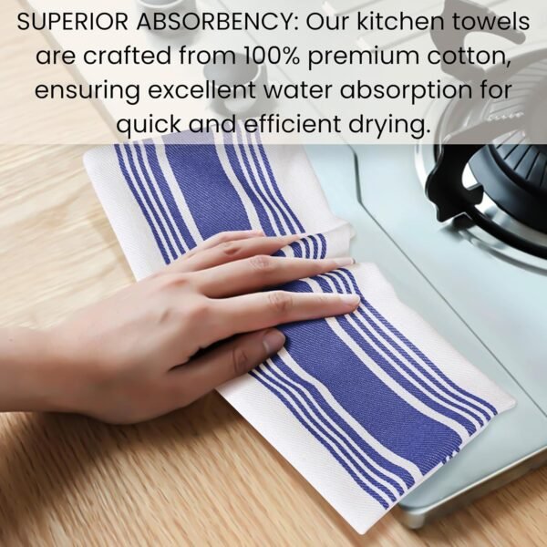 Blue Kitchen Towels Set - Pack of 6 Cotton Dish Towels for Drying Dishes 16x26 inch - Kitchen Hand Towels, Absorbent Tea Towels, Dish Towels for Kitchen, Quick Drying Kitchen Towel Set - Image 5