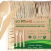120 PCs Wooden Cutlery set | 6.5" Splinter Free Compostable Utensils, Biodegradable, Eco-Friendly | 100% All - Natural Bamboo Utensils for Outdoor, Party & More - Disposable Bamboo cutlery