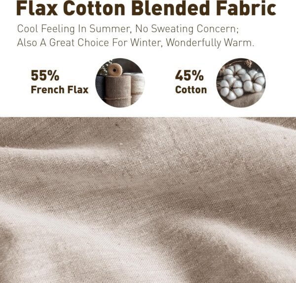 Hyde Lane Organic Linen Sheet Set - 4 Pcs Linen Cotton Bed Sheet Queen Size, Luxury French Flax Cotton Blend Sheets for All Seasons - Soft & Breathable, 15" Deep Pocket (Queen, Linen) - Image 2