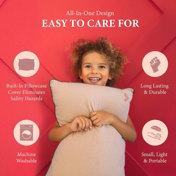 Pharmedoc Little Garoo Toddler Pillow with Pillowcase – 14x19 Pillow – Mocha Organic Cotton Toddler Pillows for Sleeping, Kids Pillow, Travel Pillows for Sleeping, Mini Pillow, Toddler Bed Pillows - Image 5