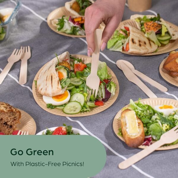 Wooden Disposable Forks - 300 Piece Wood Compostable Forks - Eco-Friendly Biodegradable Utensils for Party - Free From Plastic Cutlery Set - Disposable Cutlery Fork for Eating - Compostable Utensils - Image 6
