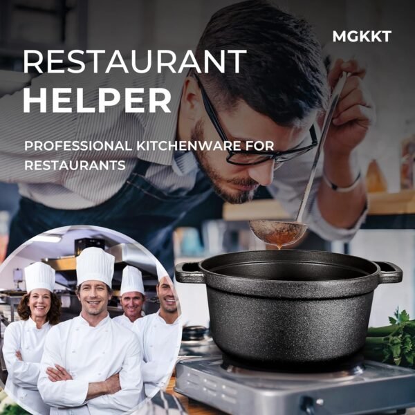 Pre-Seasoned Cast Iron 2-In-1 Heavy-Duty 5.5qt Dutch Oven With Skillet Lid Set, Oven,Grill, Stove Top, BBQ and Induction Safe - Image 6