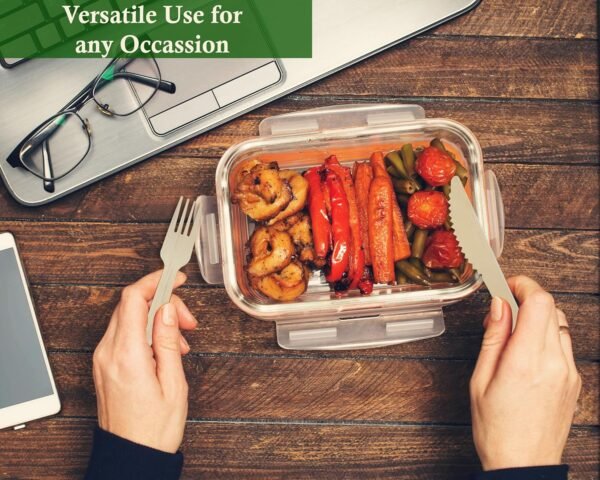 Disposable Bamboo Cutlery Sets - 150 Piece Total: 50 Forks, 50 Spoons, 50 Knives, 6 Inch Length Ecological Biodegradable Compostable Bamboo Utensils Bamboo Cutlery - Image 5