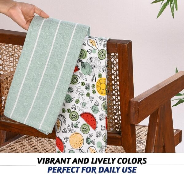 Folkulture Kitchen Towels with Hanging Loop, Set of 4, 100% Recycled Cotton Spring Dish Towels for Drying Dishes, 28"x20" Tea Towels or Decorative Kitchen Hand Towels for Farmhouse Décor (Fruity) - Image 4