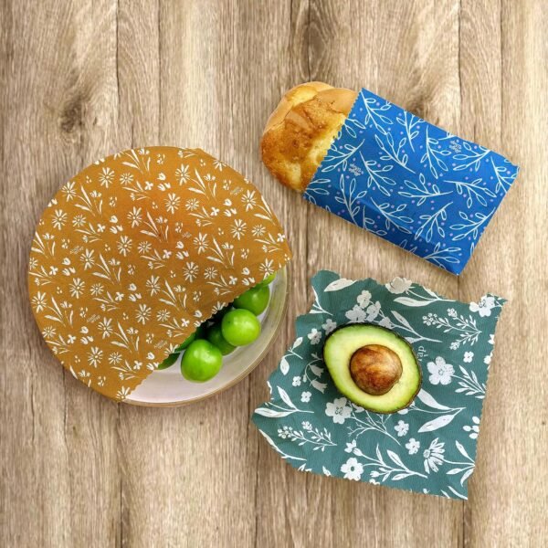 Beeswax Food Wrap, Reusable Beeswax Food Wrap Set 9-Pack (5S 3M 1L) Organic Beeswax Wraps Reusable Sustainable Storage/Flowers Grass - Image 7