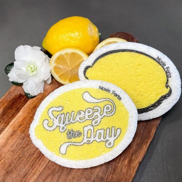 3Pack Lemon Dish Sponges | Squeeze The Day Fun Fruit Design | Cute Cellulose Compressed Kitchen Sponges |Natural & Biodegradable | Odor Resistant & None Scratch - Image 2