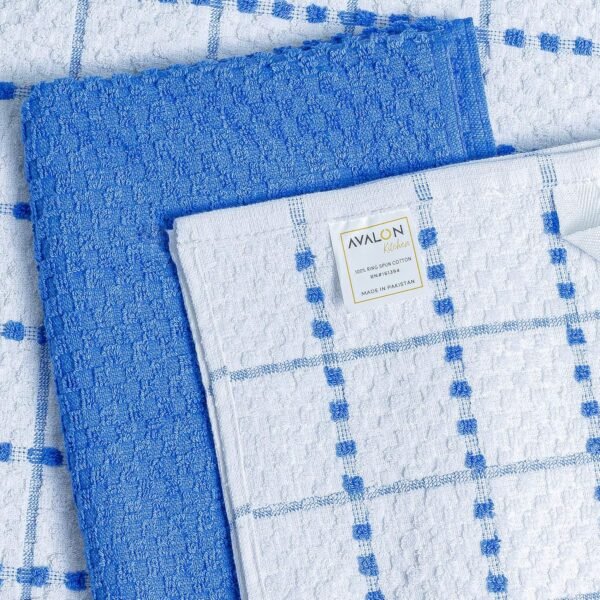 Towels Set (Value Pack of 12) Size 15x25 Inch, 100% Cotton Soft & Absorbent Dish Towels, Tea Towels, Multipurpose Terry Kitchen Towels for Household Cleaning (Blue) - Image 2