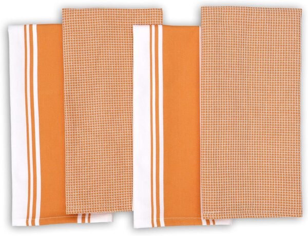 AMOUR INFINI Cotton Kitchen Towels - Set of 4 Highly Absorbent, Ultra Soft Waffle Weave Tea Towel with Hanging Loop - 20x28 Inch Quick Drying Dish Cloths for Cleaning (Orange) - Image 2