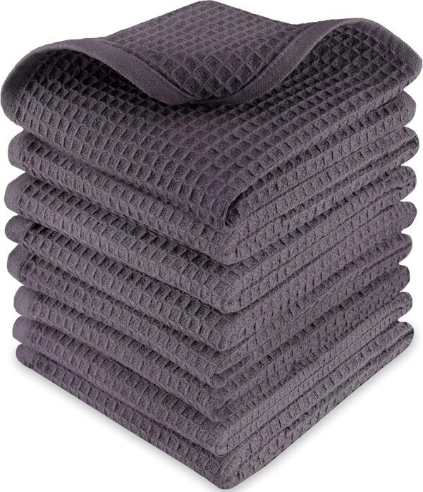 100% Cotton Kitchen Dish Cloths, 6 Pack Waffle Weave Ultra Soft Absorbent Dish Towels for Drying Dishes Quick Drying Kitchen Towels Dish Rags, 12 X 12 Inches, Dark Grey - Image 7