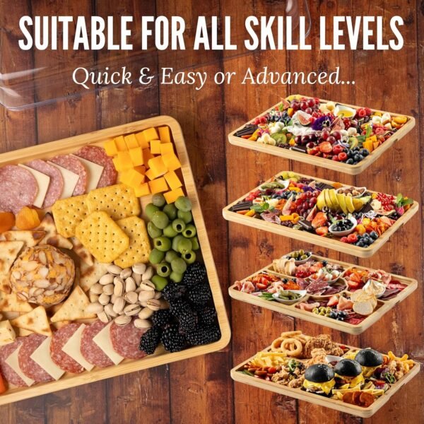 Cover&Board 2-in-1 Charcuterie Board with Lid and Cutting Board - Versatile Bamboo Cutting Board & Travel Charcuterie Board with Lid - Cheese Board - Large 12x16 Charcuterie Boards with Lid - Image 2