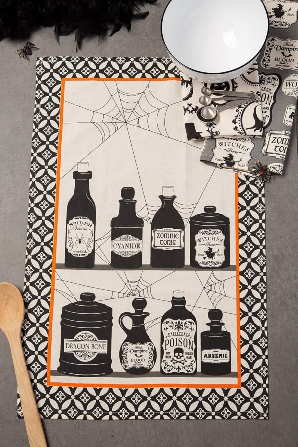 DII Halloween Hand Towels for The Kitchen Decorative Spooky & Fun Cotton Printed Dishtowel Set, 18x28, Hocus Pocus, 3 Count - Image 4