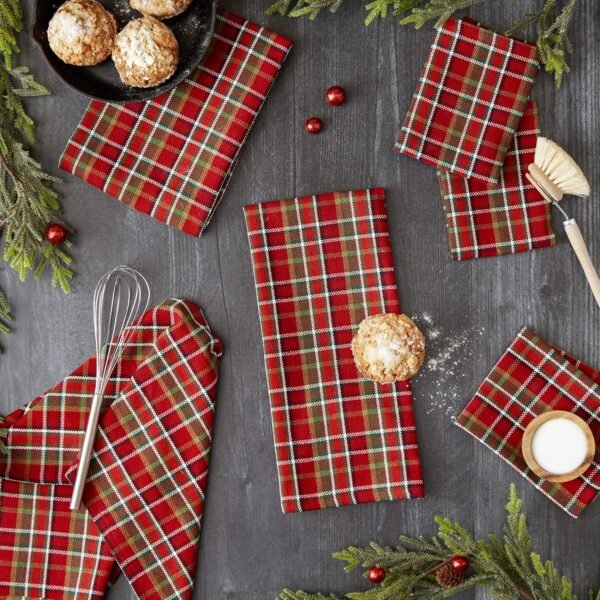 DII Heavy Duty Kitchen Towels Collection Long Lasting Quality, Cotton Dish Towel, 18x28"; Dish Cloth, 13x13", Tartan Plaid, 6 Piece - Image 5