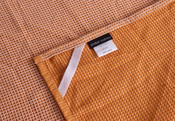 AMOUR INFINI Cotton Kitchen Towels - Set of 4 Highly Absorbent, Ultra Soft Waffle Weave Tea Towel with Hanging Loop - 20x28 Inch Quick Drying Dish Cloths for Cleaning (Orange) - Image 4