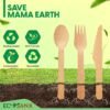 120 PCs Wooden Cutlery set | 6.5" Splinter Free Compostable Utensils, Biodegradable, Eco-Friendly | 100% All - Natural Bamboo Utensils for Outdoor, Party & More - Disposable Bamboo cutlery - Image 6