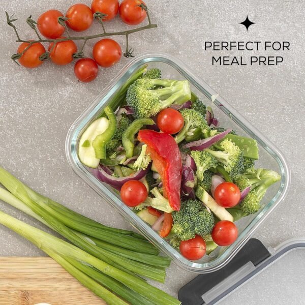 JoyJolt 24pc Fluted Glass Storage Containers with Lids. 12 Airtight, Freezer Safe Food Storage Containers, Pantry Kitchen Storage Containers, Glass Meal Prep Containers for Lunch - Image 6