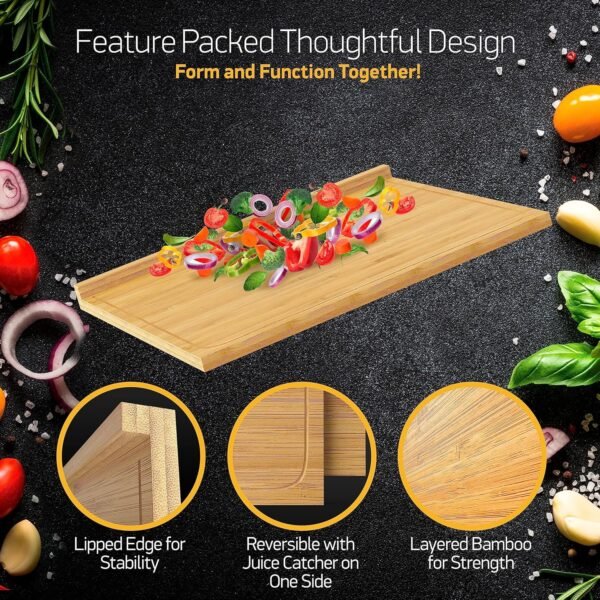 Extra Large Bamboo Cutting Board with Lip (X-Large) 21" x 18" - Image 4