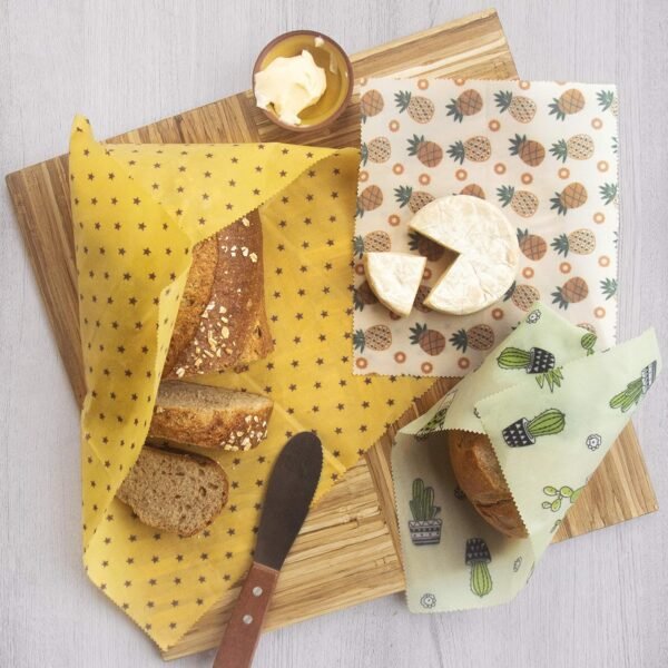 Trifecta Living Co. Versatile Beeswax Wraps,Set of 7-Fresh Food Keeper, Durable & Easily Cleaned, Sustainable Step Towards a Zero-Waste Kitchen, Unique Designs (Pineapple, Cactus, Star) - Image 7