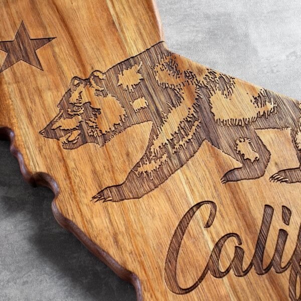 Totally Bamboo Rock & Branch Origins Series California State Shaped Cutting Board and Charcuterie Serving Tray, Includes Hang Tie for Wall Display - Image 5