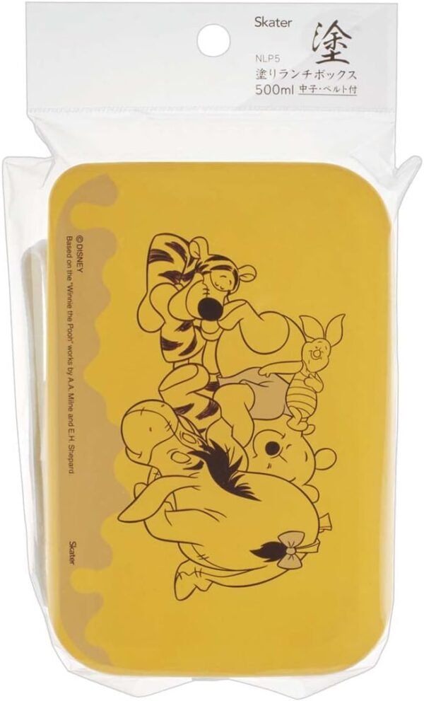 Skater NLP5-A Painted 1-Tier Lunch Box, 16.9 fl oz (500 ml), Includes Cores and Belt, Disney Winnie the Pooh, Made in Japan - Image 3