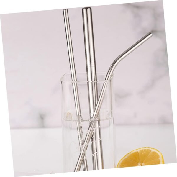 Cabilock 1 Set Stainless Steel Straw Dispenser Reusable Straws Straw Cleaner Brush Straw Cups Bottle Drinking Reusable Straw Holder Quencher Straw Drink Tube Cleaner Tubes Infuser Silver - Image 4