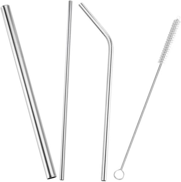 Cabilock 1 Set Stainless Steel Straw Dispenser Reusable Straws Straw Cleaner Brush Straw Cups Bottle Drinking Reusable Straw Holder Quencher Straw Drink Tube Cleaner Tubes Infuser Silver