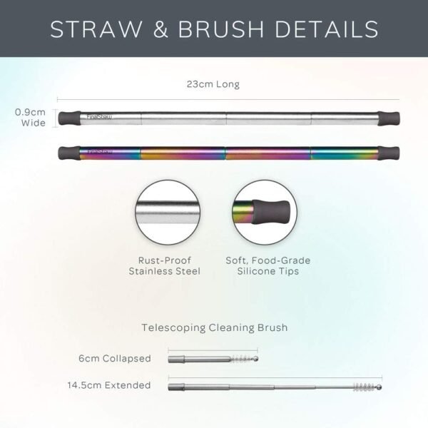 FinalStraw Collapsible, Reusable, Metal Straw | Travel Case, Cleaning Tool | Easy to Clean | Stainless Steel and 100% Silicon Tips | Eco-Friendly | 4 Pack, Multiple Colors - Image 6