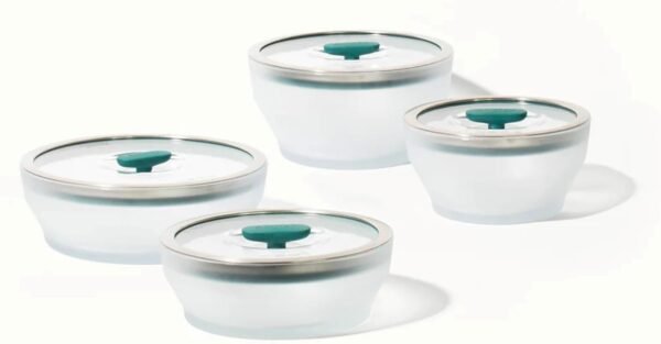 Anyday Cookware Microwave Dish Everyday Set With 4 Microwave-Safe Glass Storage Containers with Lids, 7.9" Large Deep Dish, 8.7” Large Shallow Dish, 6.3" Medium Deep Dish & 7.1" Medium Shallow Dish