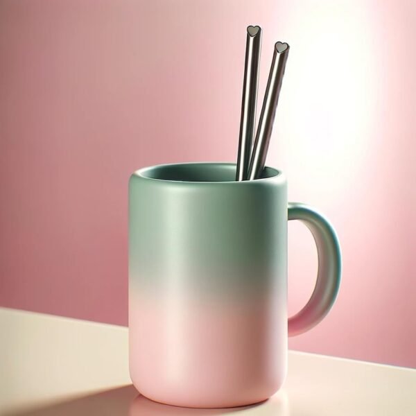 Stainless Steel Straws (4 PACK), With Cleaning Brush, Heart Shape Food Grade Reusable Drinking Straws Smoothie and more - Image 4