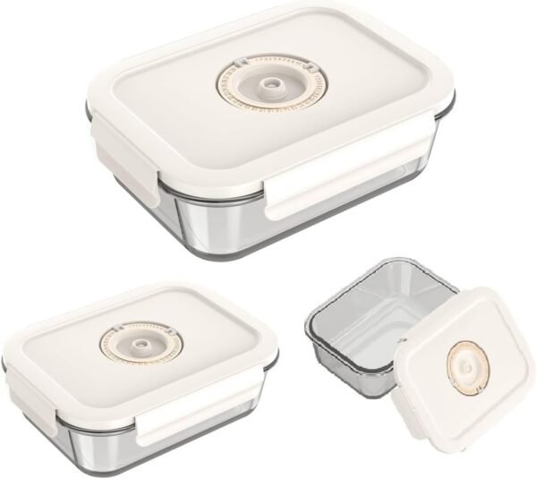 Vacuum Food Containers Set, Glass Vacuum Seal Containers for Food, Easy clean Food Saver Containers for fruit preservation, Marinade container, Freezer Storage (Rectangular-Glass-3pc) - Image 8