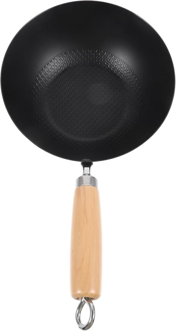PRETYZOOM Wok Pan Wrought Iron Wok Pan Stir Fry Pan Flat Bottom Chinese Pow Wok Japanese Cookware Nonstick Single Person Wok for Kitchen