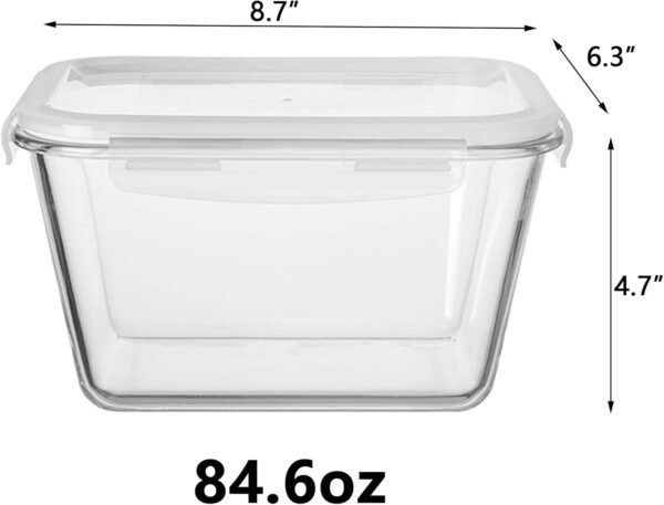 2.33QT /85oz Large Glass Food Storage Container with Airtight Locking Lid for Storing food, Vegetables, Fruits Roasting Turkey Freezer Microwave & Oven Safe Leak Proof - Image 2
