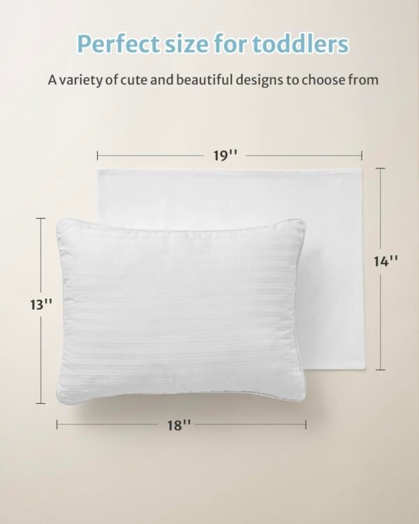Babebay Toddler Pillow,13X18 Soft Toddler Pillows for Sleeping, Machine Washable Kids Pillow with Cotton Pillowcase, Perfect for Travel (White) - Image 6