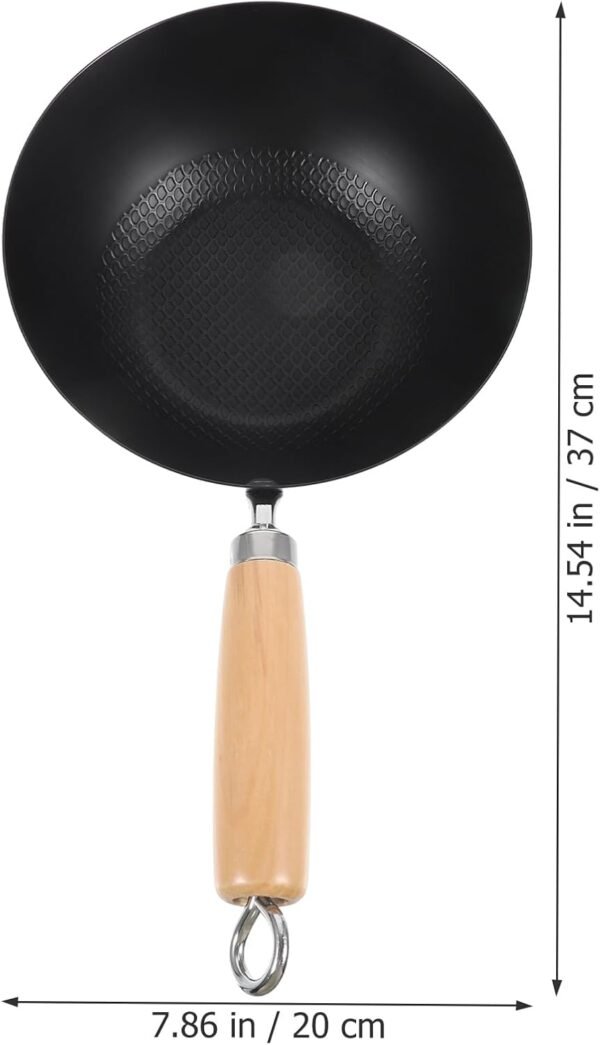 PRETYZOOM Wok Pan Wrought Iron Wok Pan Stir Fry Pan Flat Bottom Chinese Pow Wok Japanese Cookware Nonstick Single Person Wok for Kitchen - Image 6