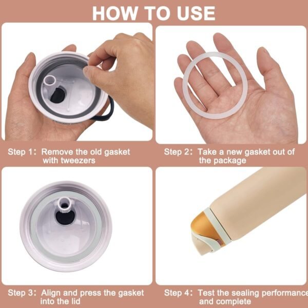 6 Pcs Replacement Straw for Owala FreeSip 24 oz 32 oz, with Seal Stopper, Seal Lid Gaskets and Cleaning Brush for Owala Flip Stainless Steel Water Bottle 14/19/24/32/40oz, Reusable Tumbler Cup Parts - Image 4